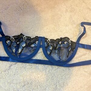 Elegant Blue and Black Lace Bra